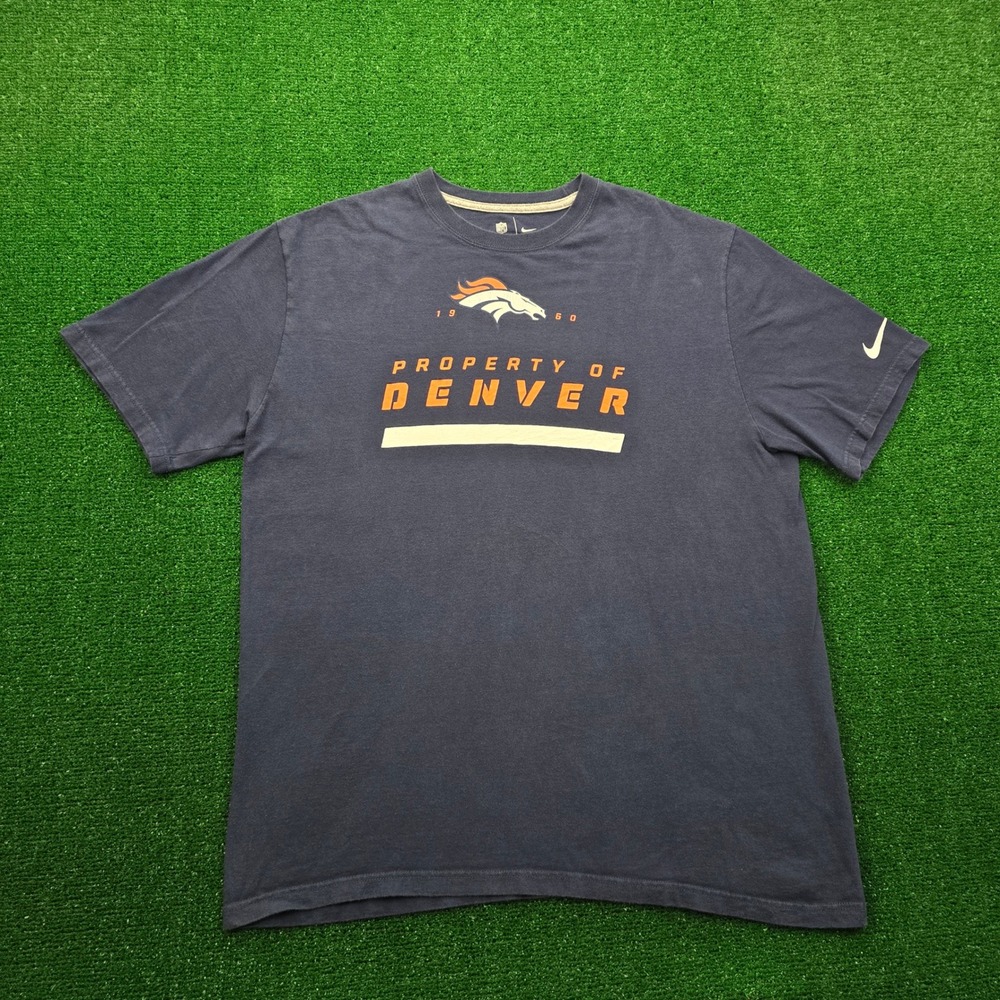 Denver Broncos‎ Tshirt Mens XL Navy Blue Nike Property Of Denver NFL Football
